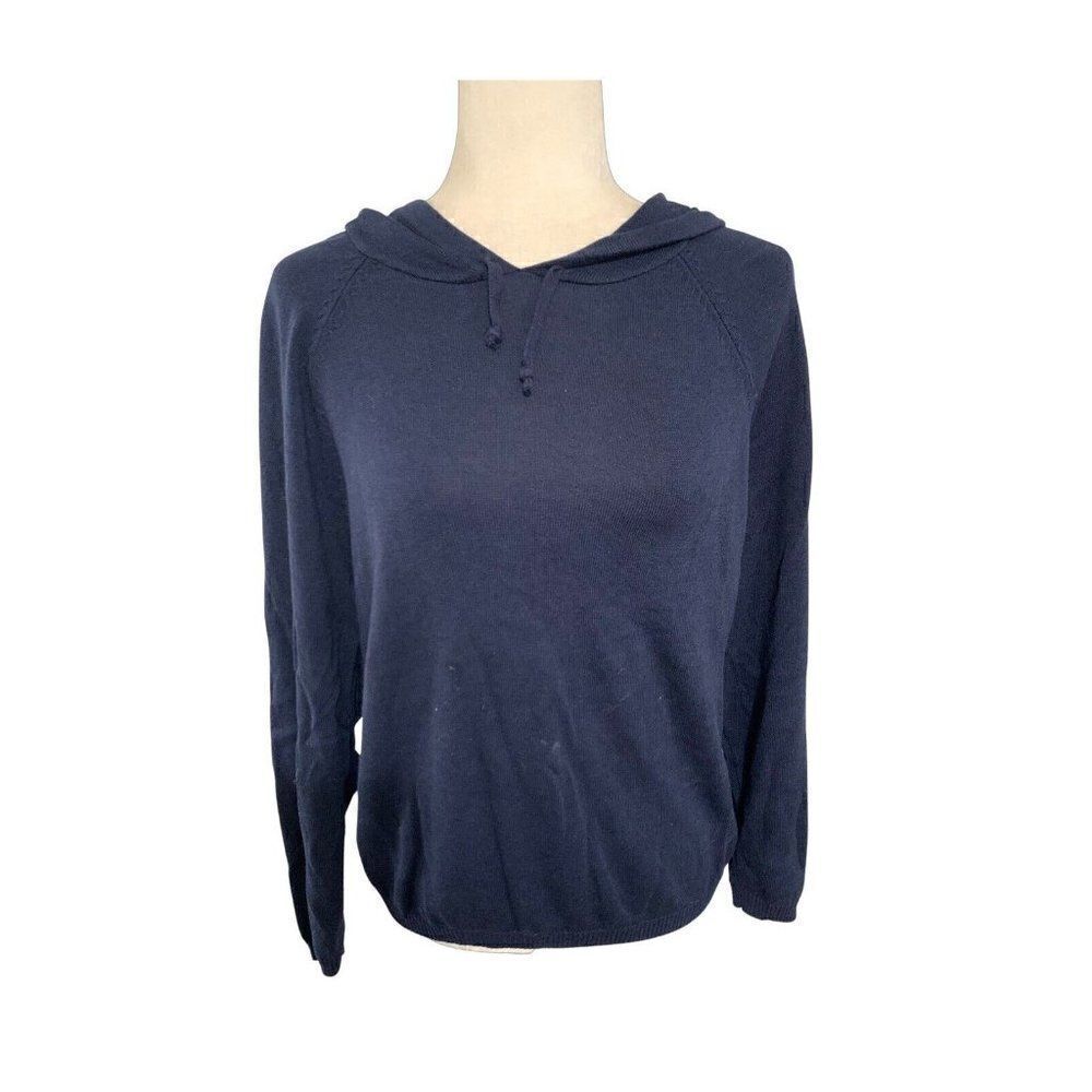 chaser womens solid navy blue long sleeve sweater hoodie small